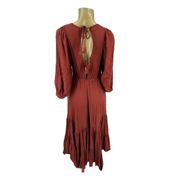 Free People XS Women I Need To Know Dress V-neck Boho Cotton Flare U1 - Picture 5 of 8